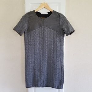 Bishop + Young Gray Faux Leather/Sweater Mini Dress size XS